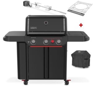 Weber Gasgrill Genesis E-330WR, Stealth Edition, inklusive Drehspieß u. Abdeckhaube