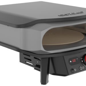 COZZE Pizzaofen Gas PREMIUM 42,5 cm (17") mit drehbarem Pizzastein & Digital Thermometer inkl. Hitzeschild