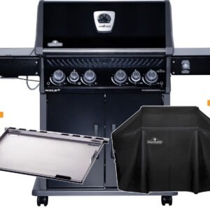 Napoleon Rogue SE 525 all blackmit Sizzle Zone und Heckbrenner inkl. Full Size Plancha als Plancha Grill