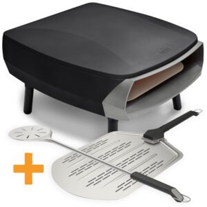 Witt Pizzaofen Gas Etna Fermo 16" matt schwarz inkl. Pizzaschieber 36 cm + Pizzawender