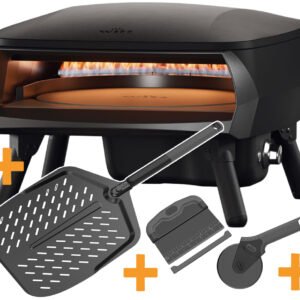 Witt Pizzaofen Piccolo Rotante 16" matt schwarz inkl. Black Edition Pizzateigschaber Pizzamesser Pizzaschieber 14"