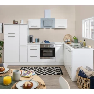 Respekta Premium Winkelküche RP290WWC 290 x 200 cm Weiß Hochglanz-Weiß