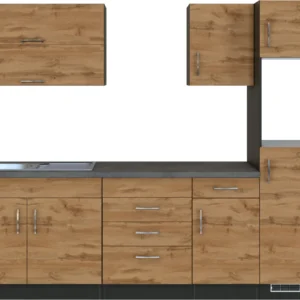 Held Möbel Küchenzeile Sorrento 270 cm Wotaneiche-Grafit ohne E-Geräte