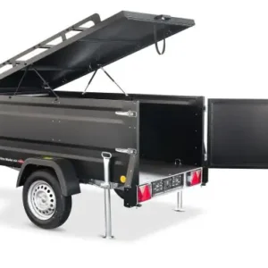 Kofferanhänger KT EB2 TPV schwarz pulverbeschichtet gebremst 1000 kg mit Radstoßdämpfern