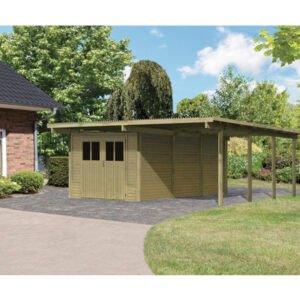 Doppelcarport Karibu Eco 3 mit integriertem Abstellraum 11 m² 527 x 576 cm kesseldruckimprägniert