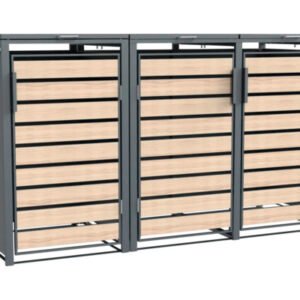 Mülltonnenbox WESTMANN Lacina 3 Metall inkl. Gasdruckfedern 200 x 80 x 116 cm anthrazit-Holzoptik