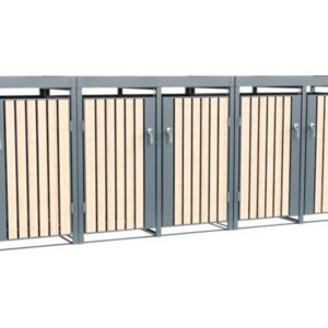 Mülltonnenbox WESTMANN Planta 5 Metall mit Pflanzdach 332 x 84 x 124,5 cm grau-Holzoptik