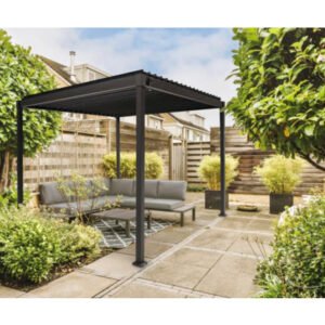 Pergola mit Lamellendach, Pfostenstärke 8 x 8 cm, 3 x 3 m anthrazit - ähnlich RAL7015