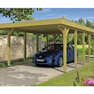 SKAN HOLZ Friesland Einzelcarport 397x708 cm mit Aluminium-Dach tauchimprägniert