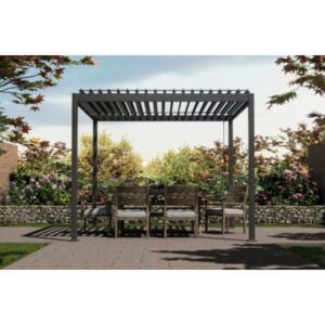 Pergola Basis mit Lamellendach Pfosten 8,8x8,8 cm 3x3,6m anthrazit ähnlich RAL7015